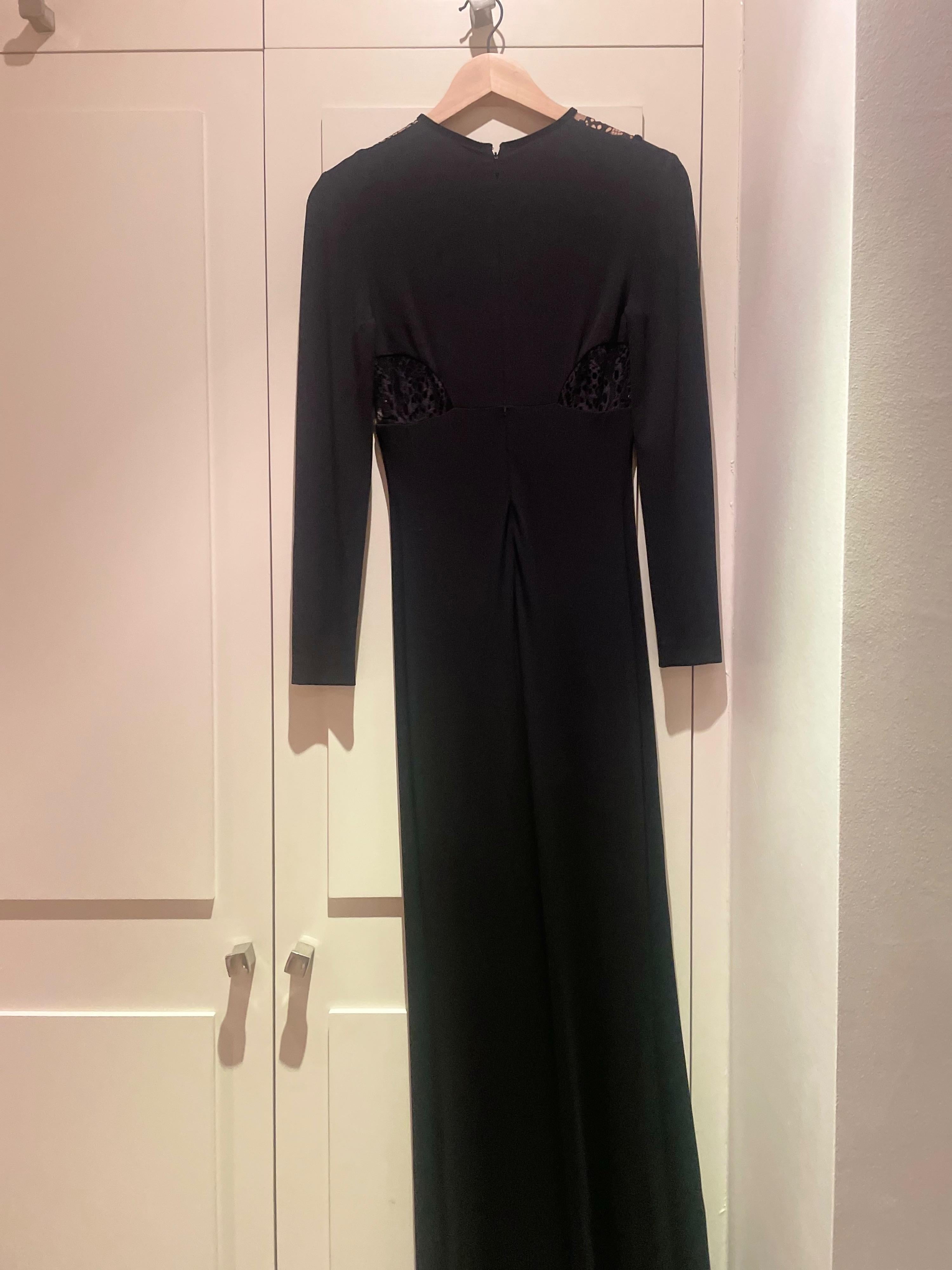 Long-Sleeve Butterfly Lace-Inset Gown