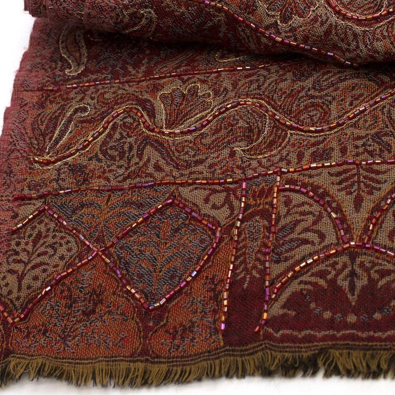Bespoke embellished tapestry-jacquard scarf
