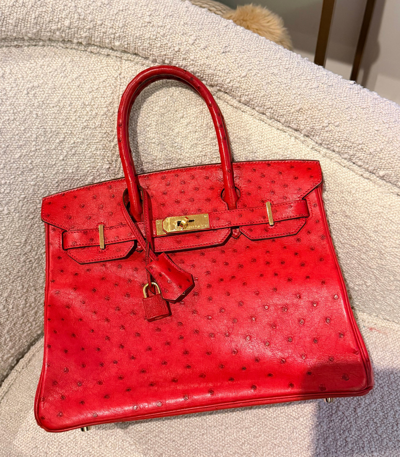 Hermes Birkin 30 in Red Ostrich GHW