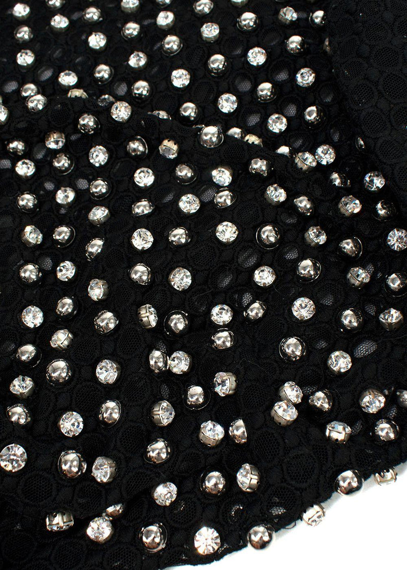 David Koma Black Crystal Embellished Bodysuit
