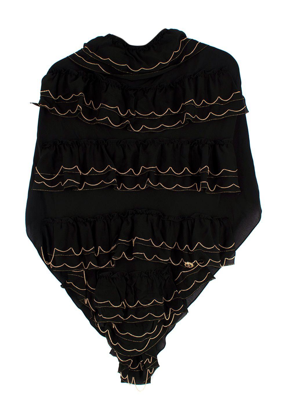Chanel Black & Gold Tiered Chain Trimmed Scarf Top