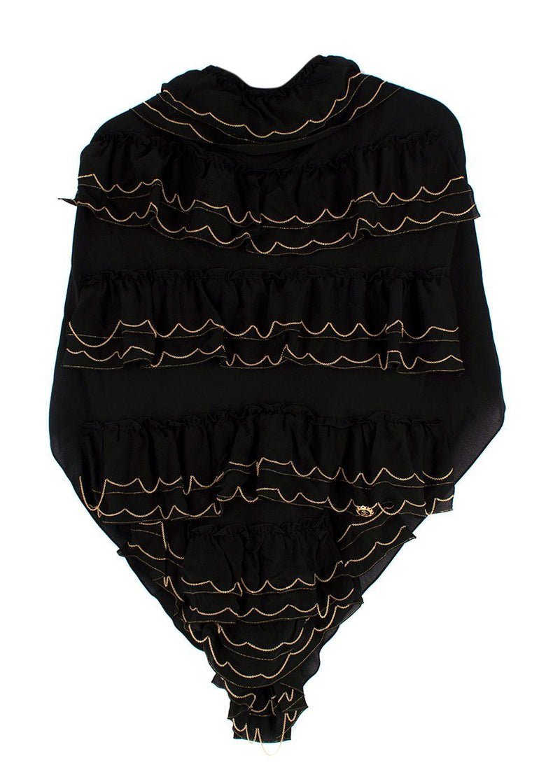 Chanel Black & Gold Tiered Chain Trimmed Scarf Top
