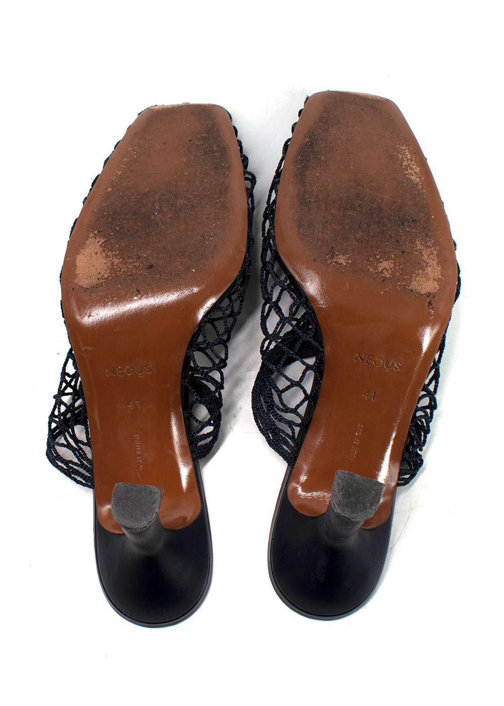 Neous Navy Bophy Fishnet Mules