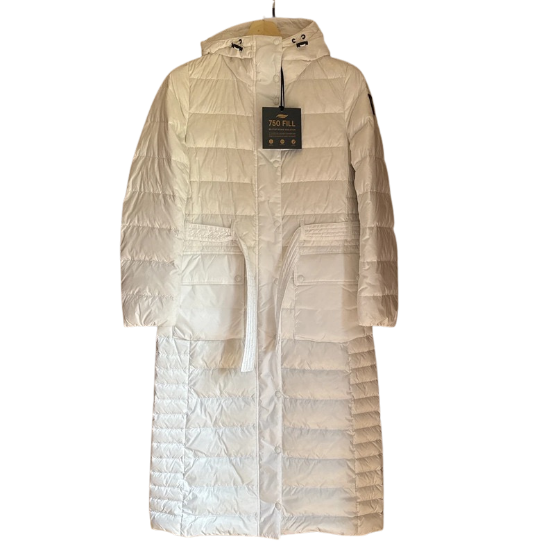 Belstaff White Duck Down/Feather Hooded Coat
