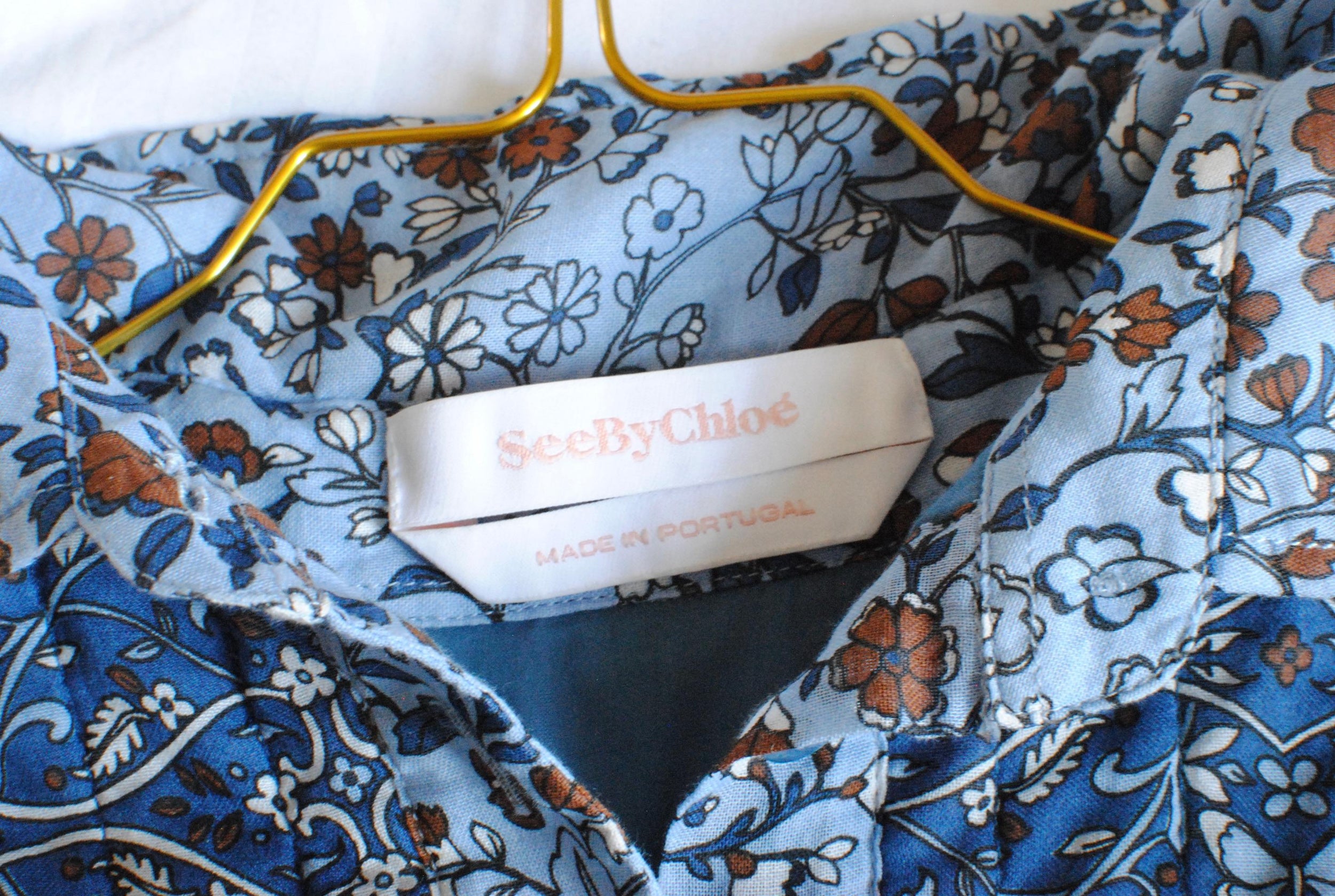 Chloe Blue Printed Cotton Top