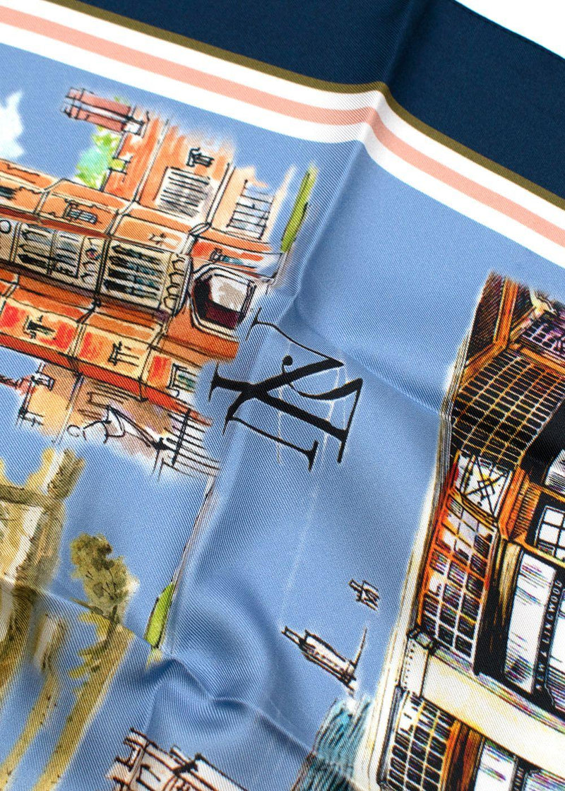 Building Printed Silk Pocket Square