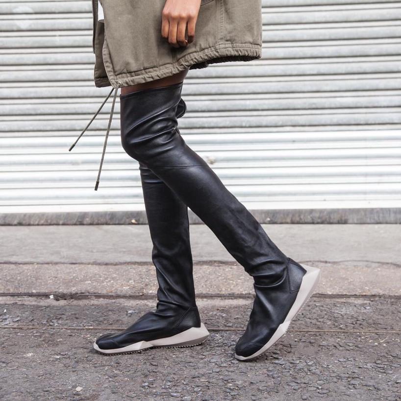 x Adidas Black Leather Over the Knee Trainers
