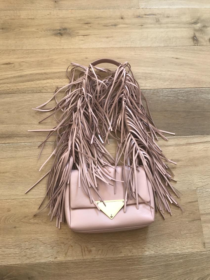Sara Battaglia Fringe Pink Powder Blush Bag