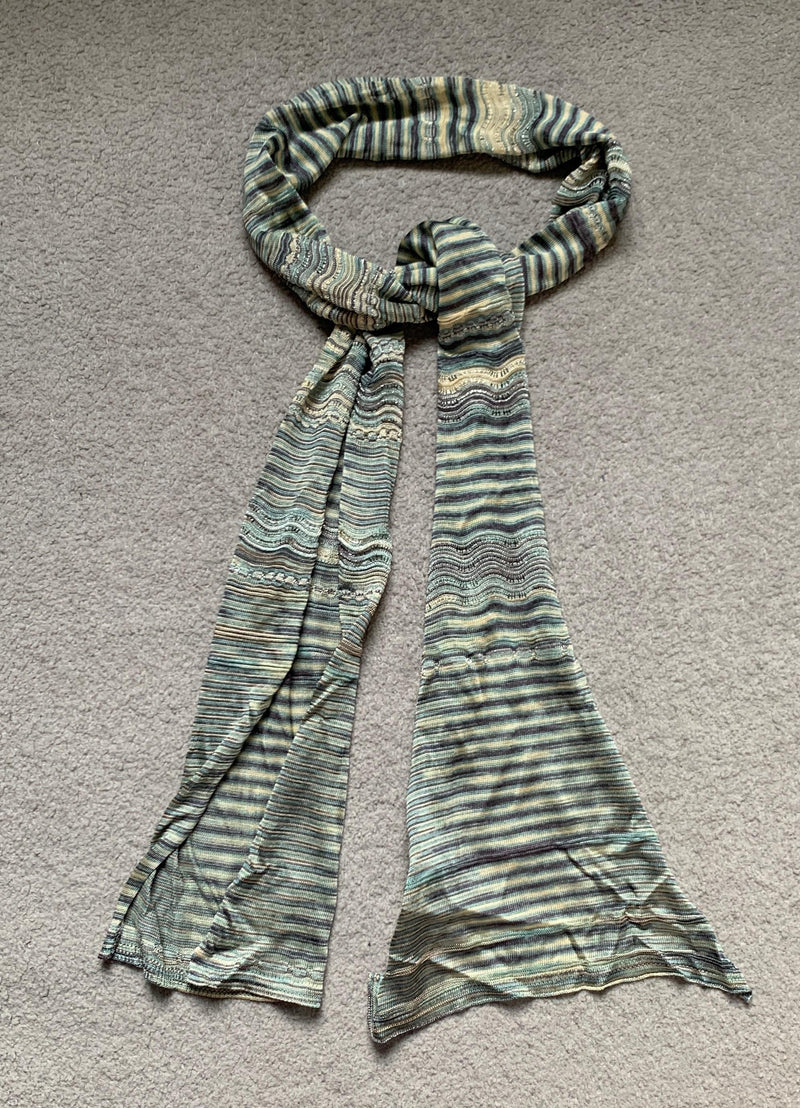 Blue & Green Zig-Zag Knit Scarf