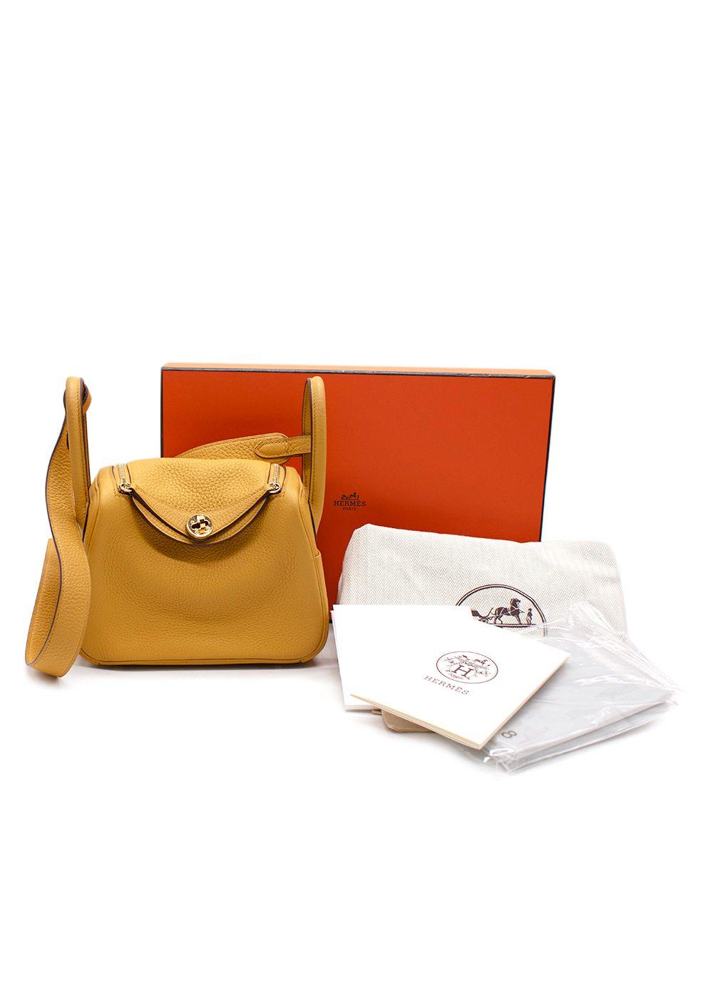 Hermes Mini Lindy in Sun Clemence Leather with Gold Hardware