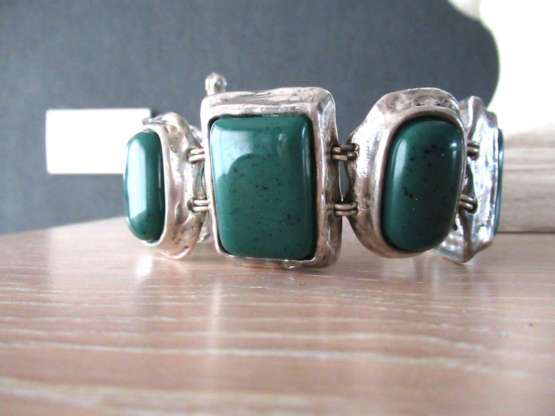 Saint Laurent Vintage  1985 Green Cabochon Bracelet