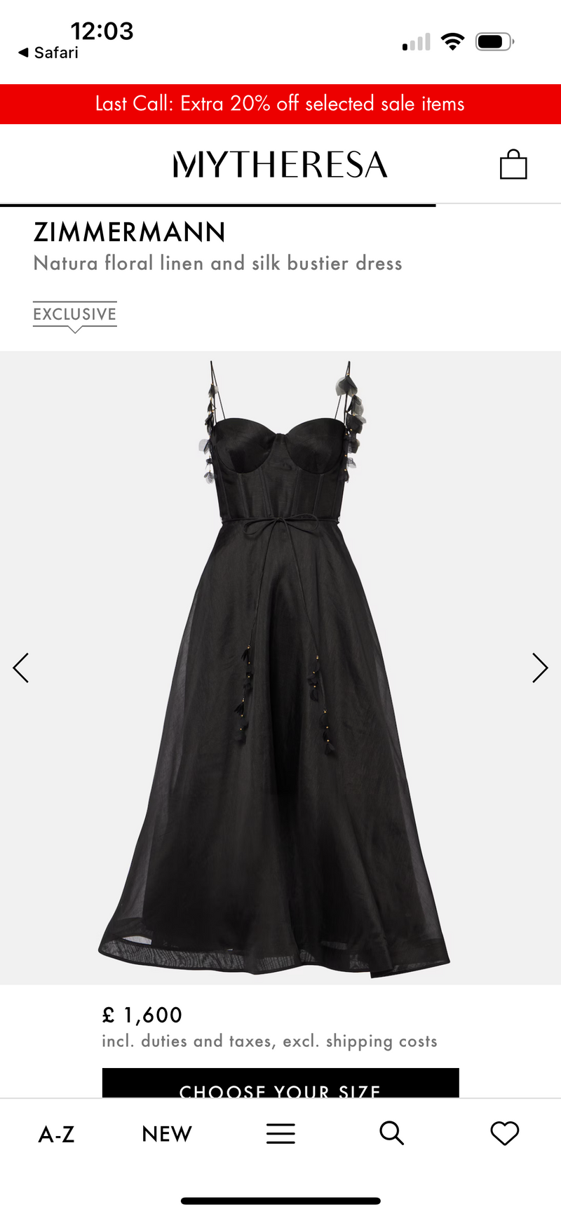Zimmermann  Floral Linene Black Midi Dress
