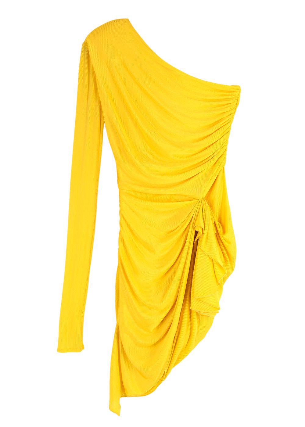Alexandre Vauthier asymmetric yellow short dress