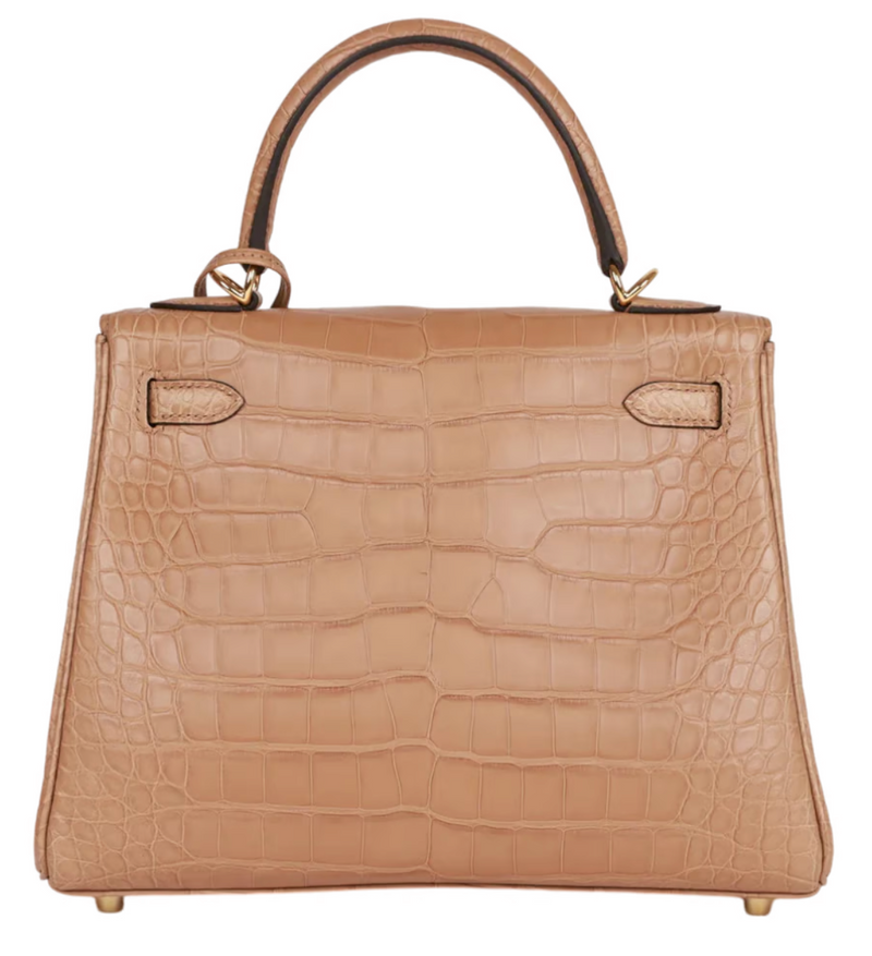 Hermés Kelly 25 Mississippiensis Alligator Matte Chai