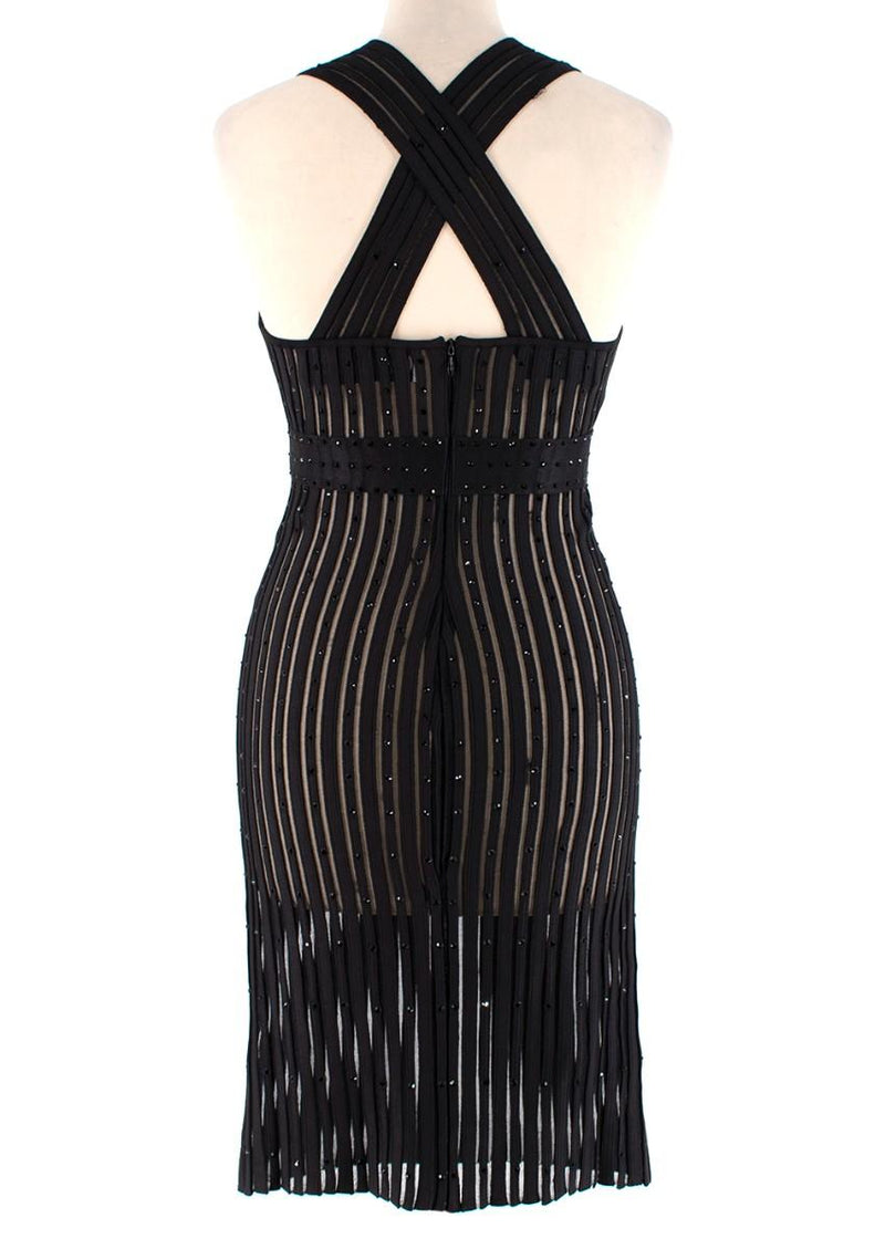 Zuhair Murad Black Embellished Stretch Silk Sheer Panelled Mini Dress