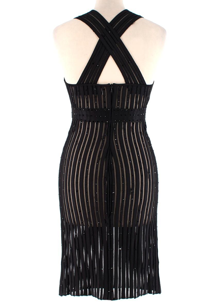 Zuhair Murad Black Embellished Stretch Silk Sheer Panelled Mini Dress