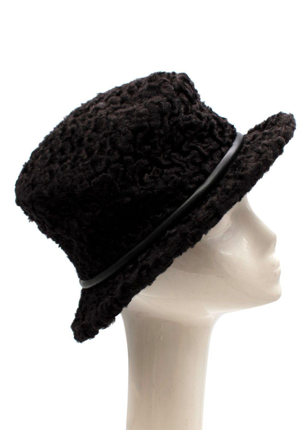 Curly Shearling Leather Trimmed Hat