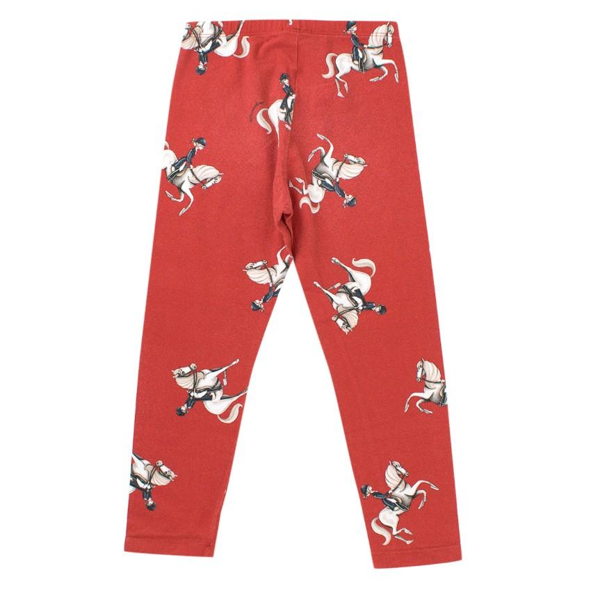 Monnalisa Girls 6Y Red Horse Riding Print Leggings