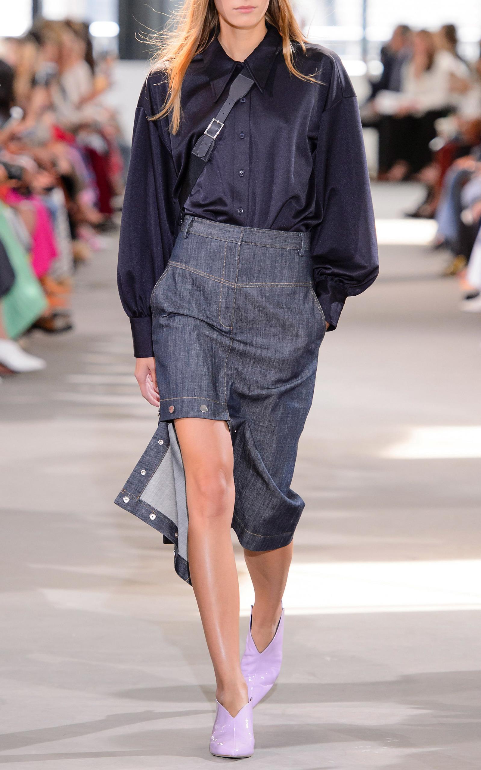 Tibi Demin Jamie Midi Skirt