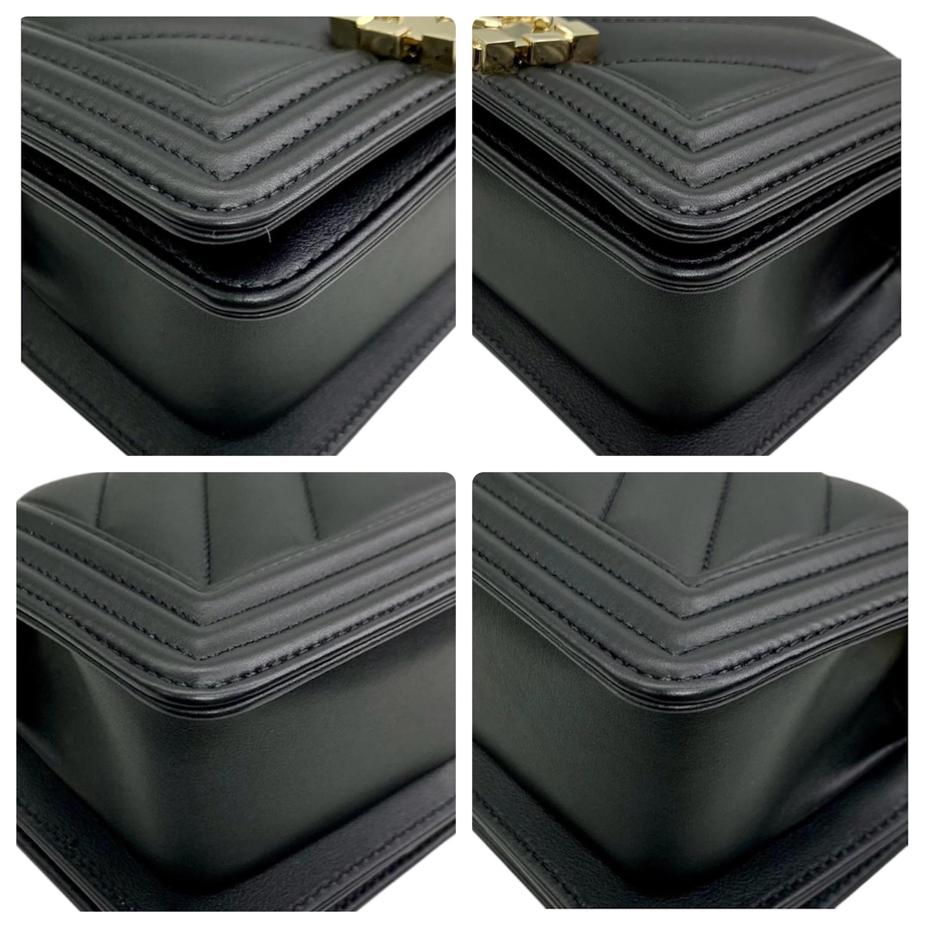 Chanel Black Chevron Mini Boy Bag