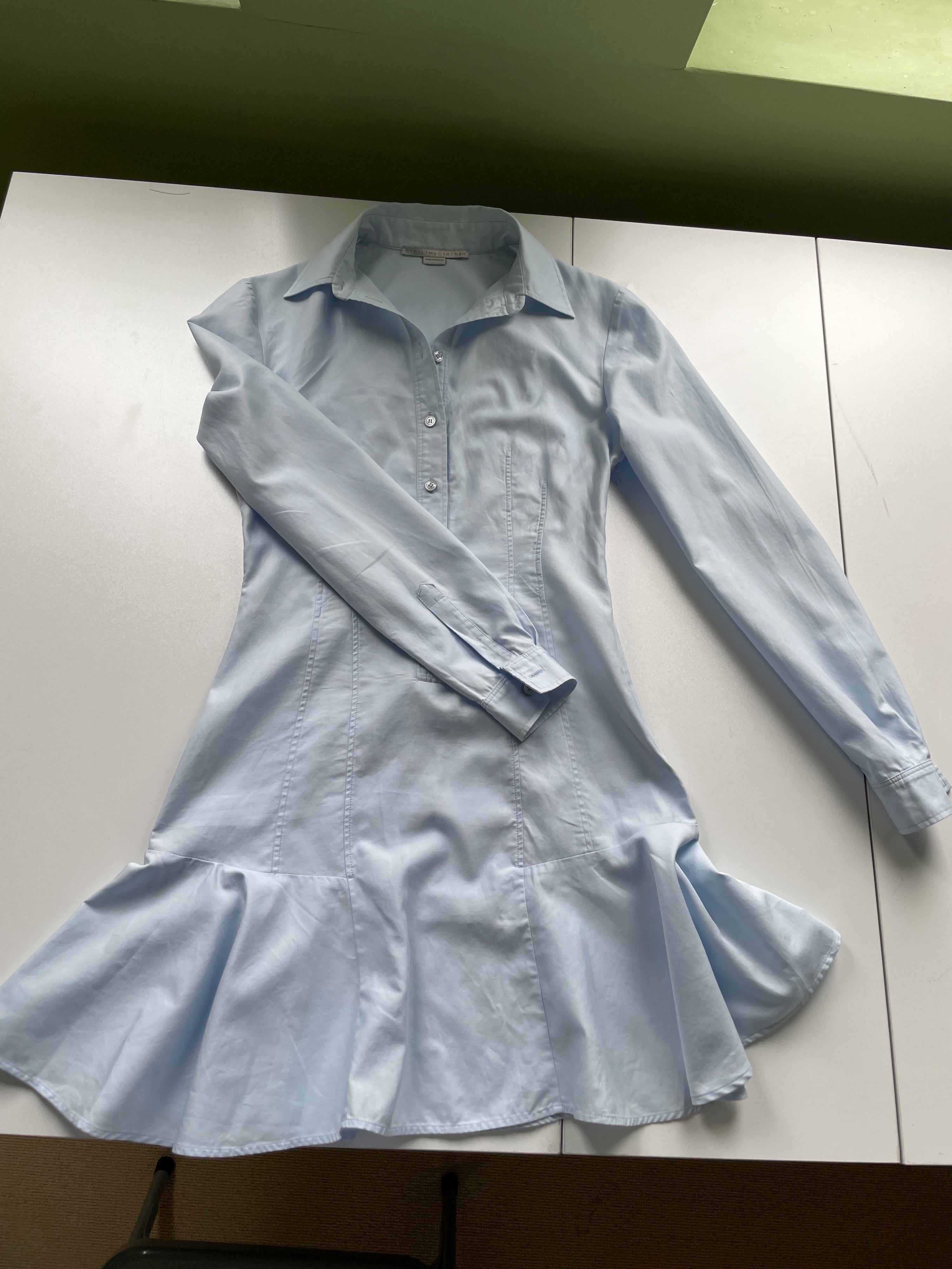 Light blue cotton shirt dress