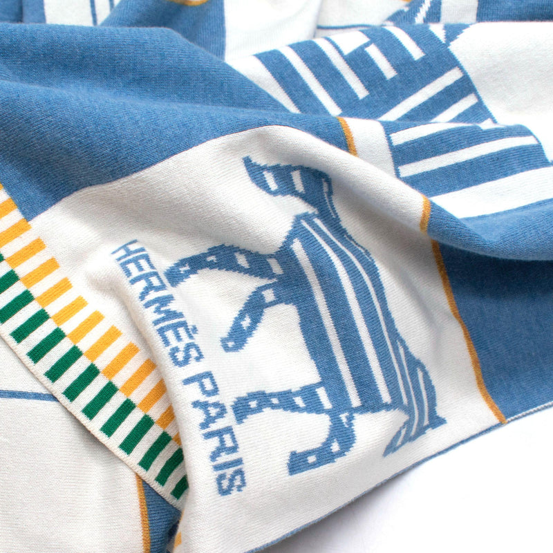 Hermès Bleu Denim Les Cabanes Blanket