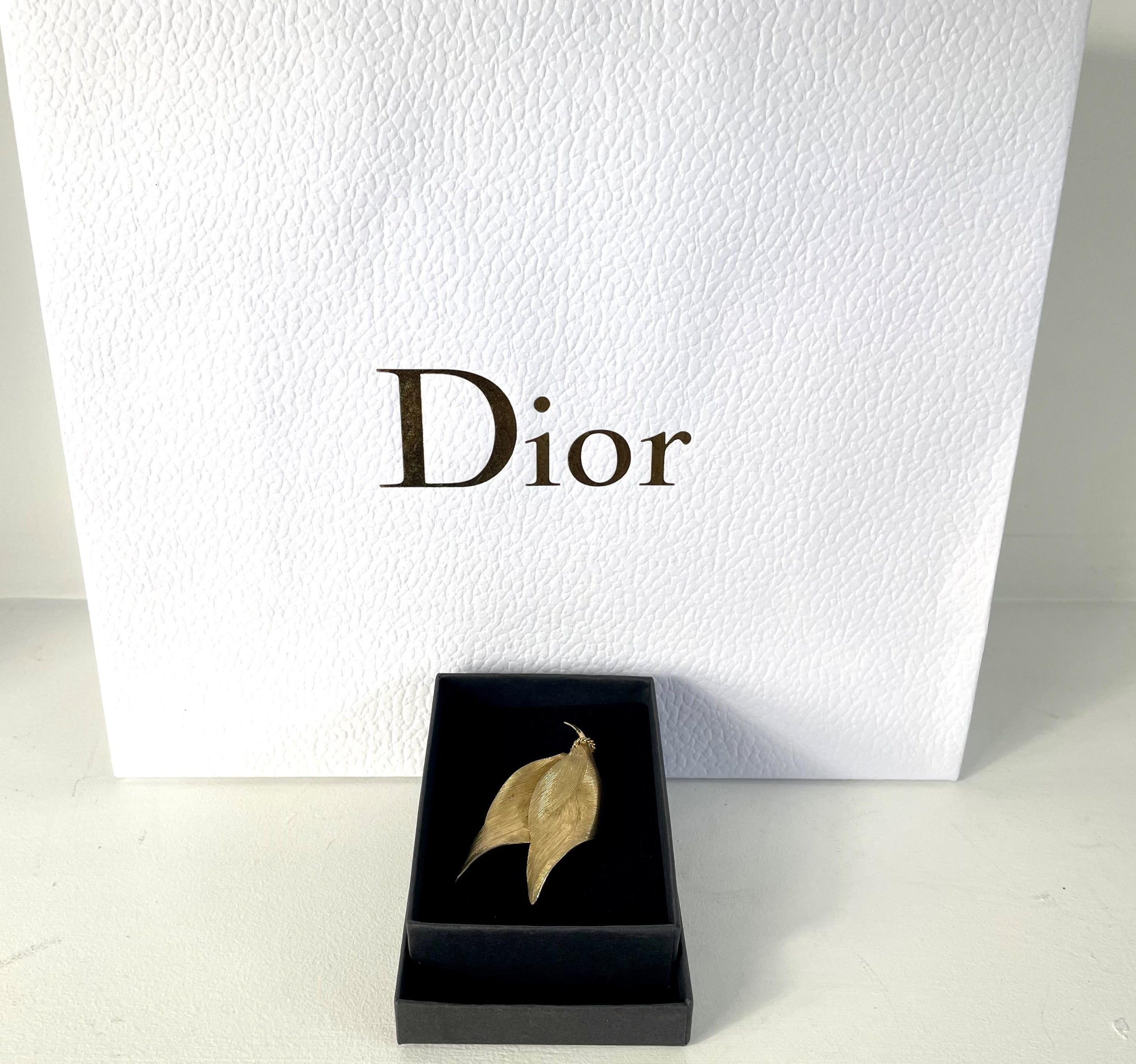 Dior Grosse Gold Plated Leaf Brooch