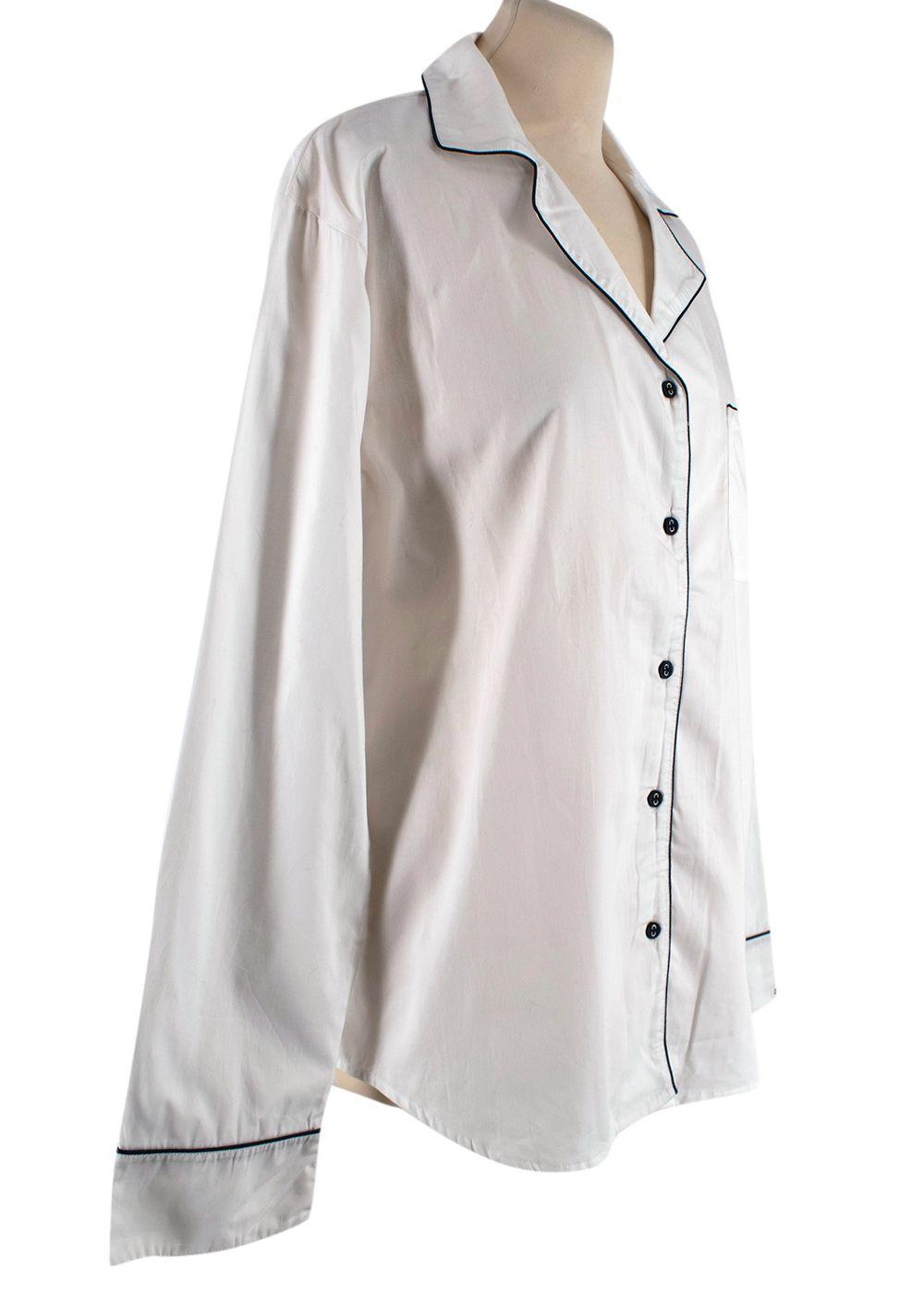 Poplin White Navy Trimmed Shirt