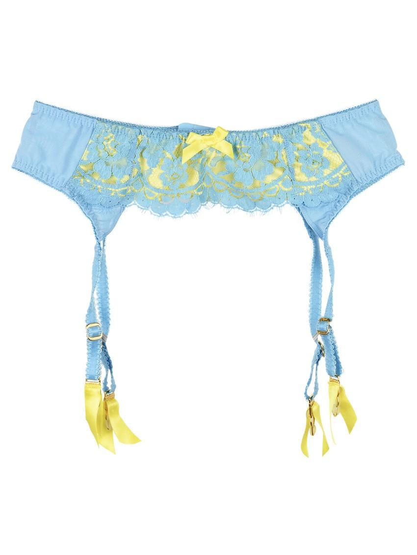 Agent Provocateur Selena Blue/Yellow Suspender Belt