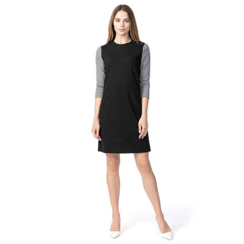 Escada Sport Black Houndstooth Sleeve Dress