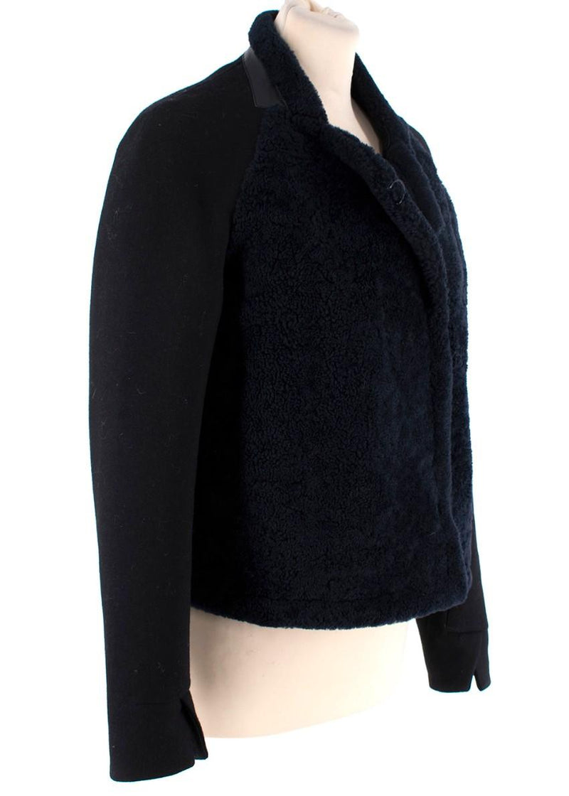 3.1 Phillip Lim Black & Midnight Blue Shearling Wool Jacket