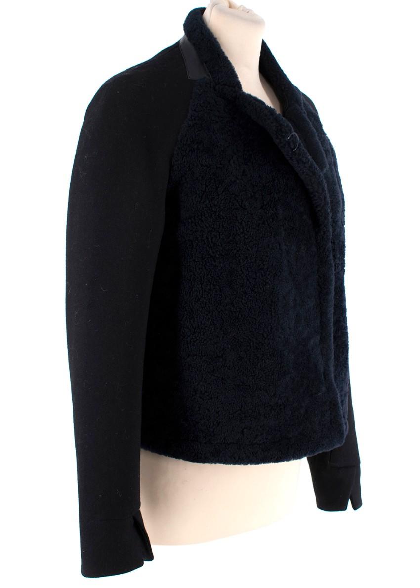 3.1 Phillip Lim Black & Midnight Blue Shearling Wool Jacket