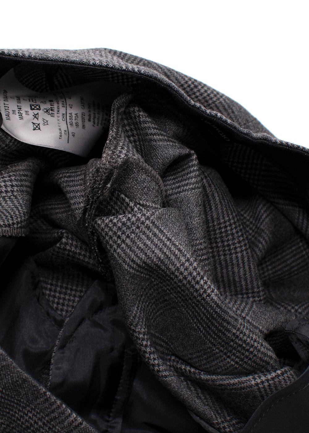 Giorgio Armani Grey Wool-Blend Checked Trouser