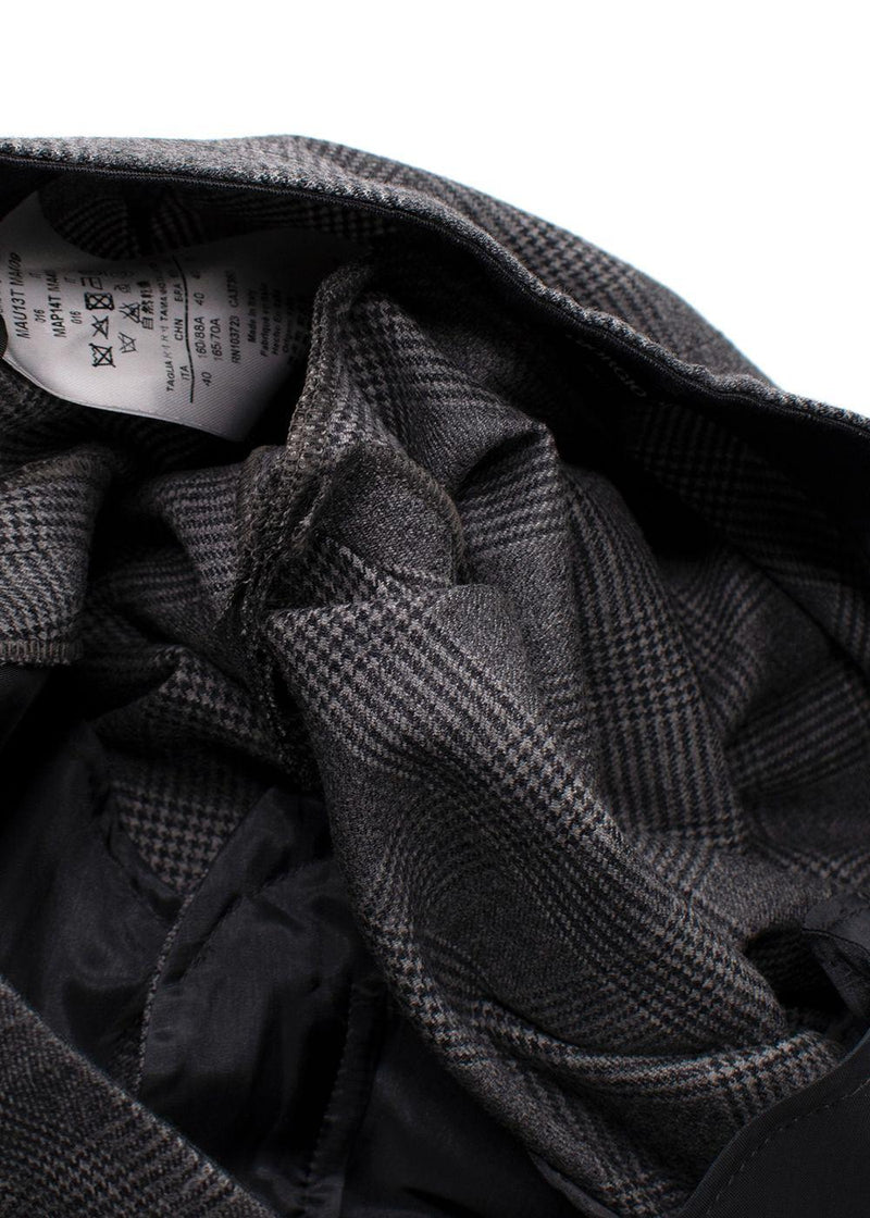 Giorgio Armani Grey Wool-Blend Checked Trouser