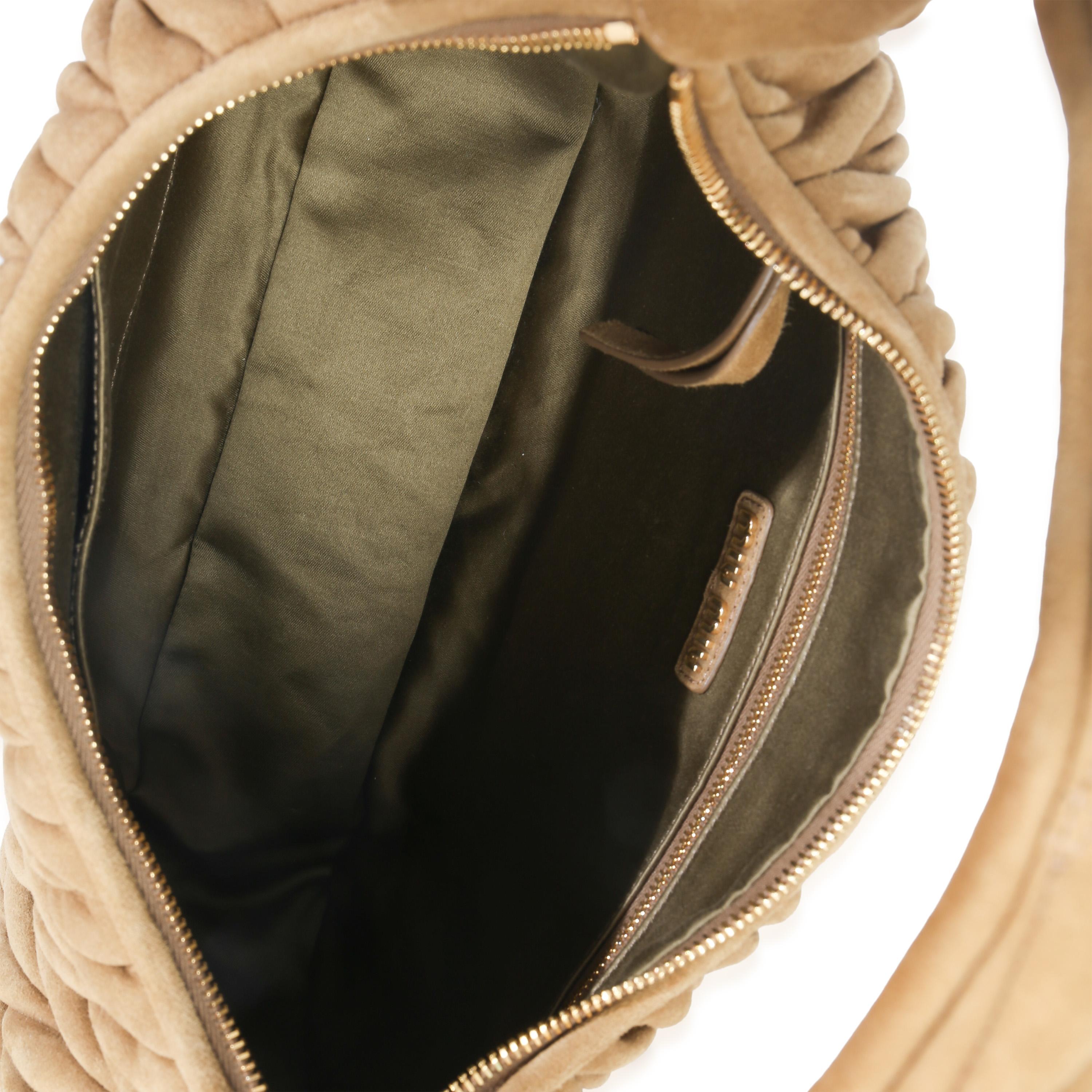 Miu Miu Brown Suede Matelasse Wander Hobo