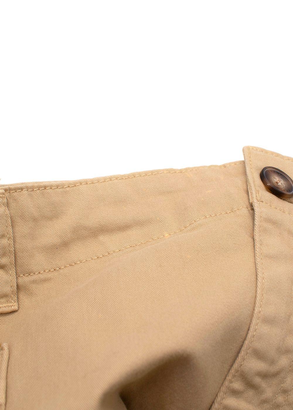 Frame Beige High Rise Cropped Twill Cargo Trousers