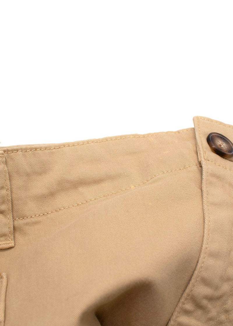 Frame Beige High Rise Cropped Twill Cargo Trousers