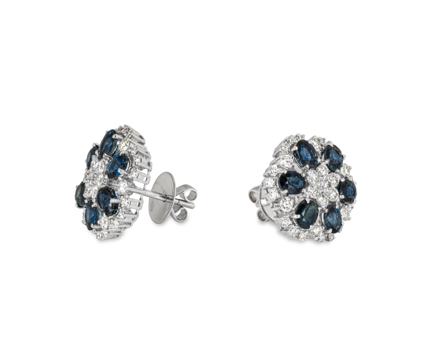 18ct white, diamond & sapphire stud earrings