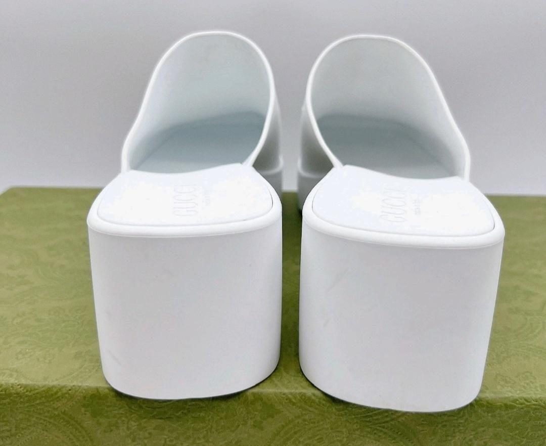 Gucci White Rubber Mules