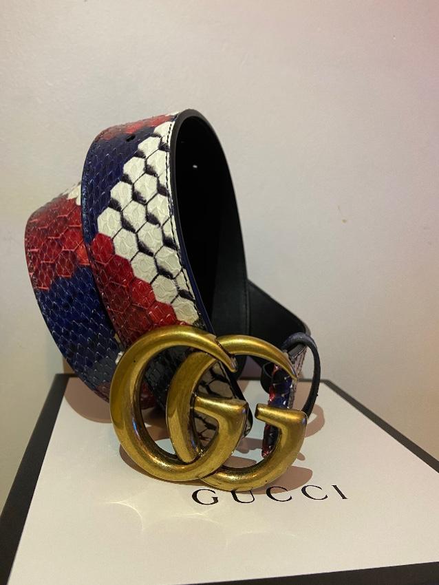 Gucci Python Belt with Double GG Buckle
