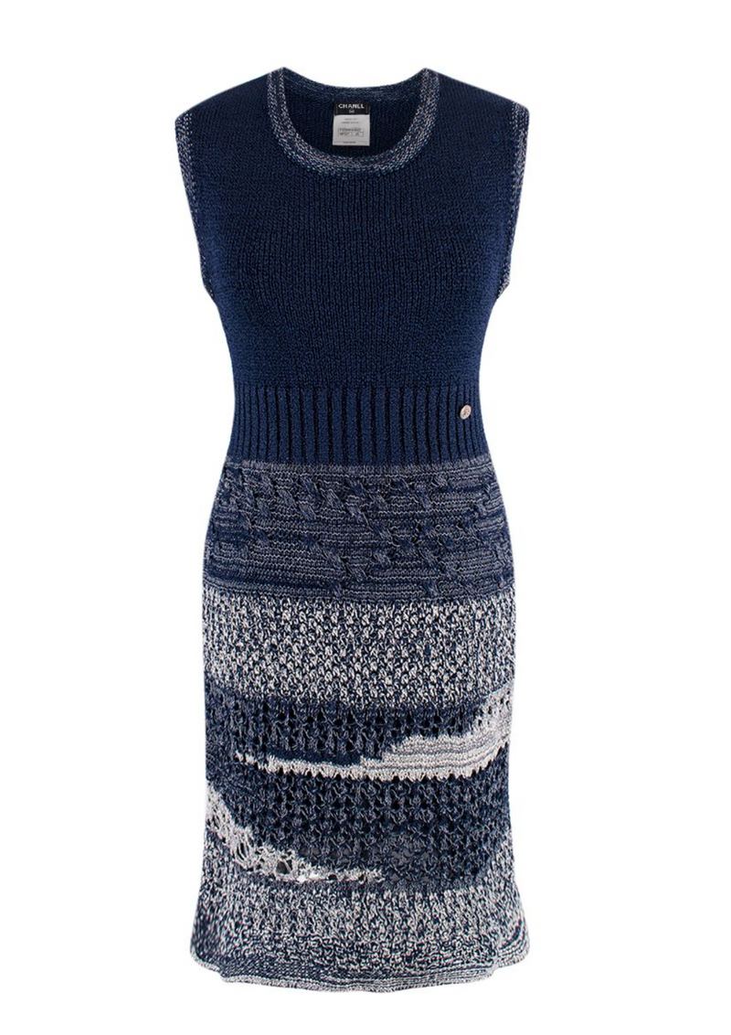 Chanel Blue Knitted Sleeveless Dress