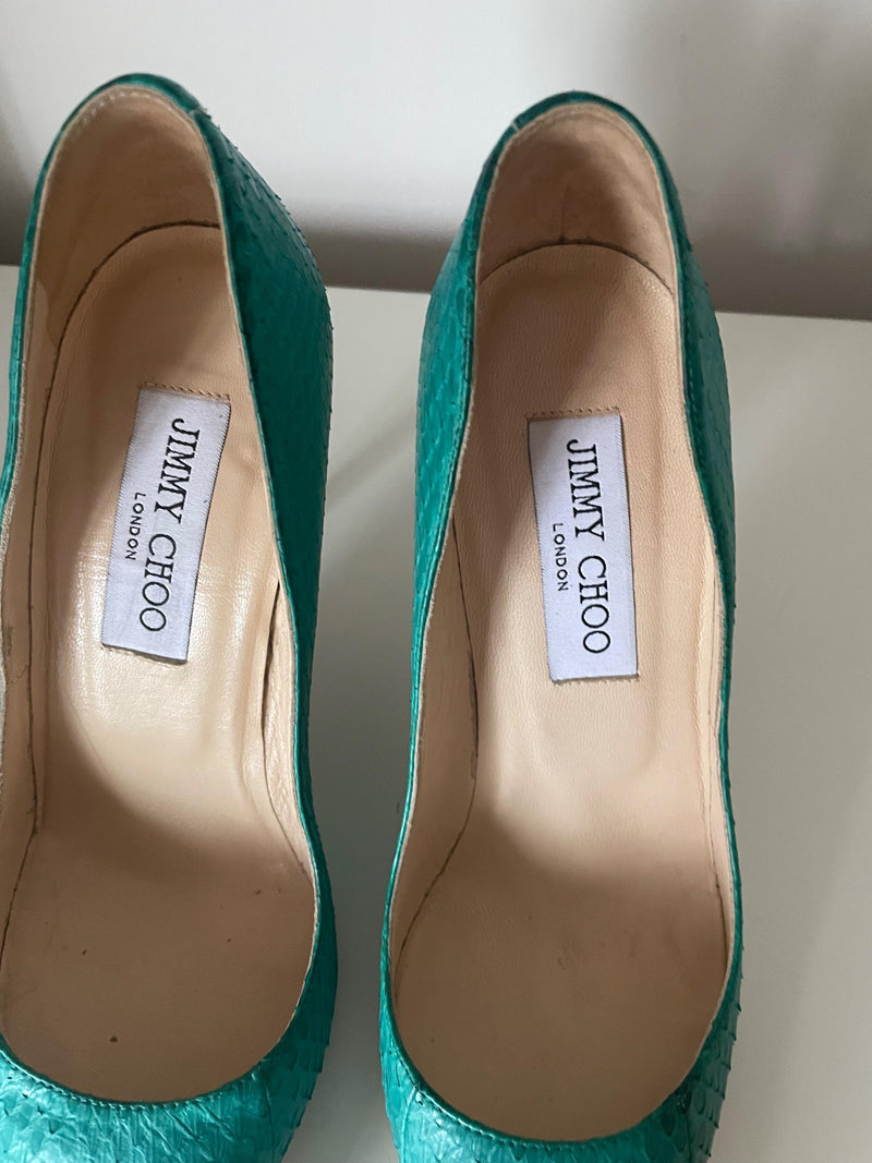 Jimmy Choo Anouk Jade Python Heels