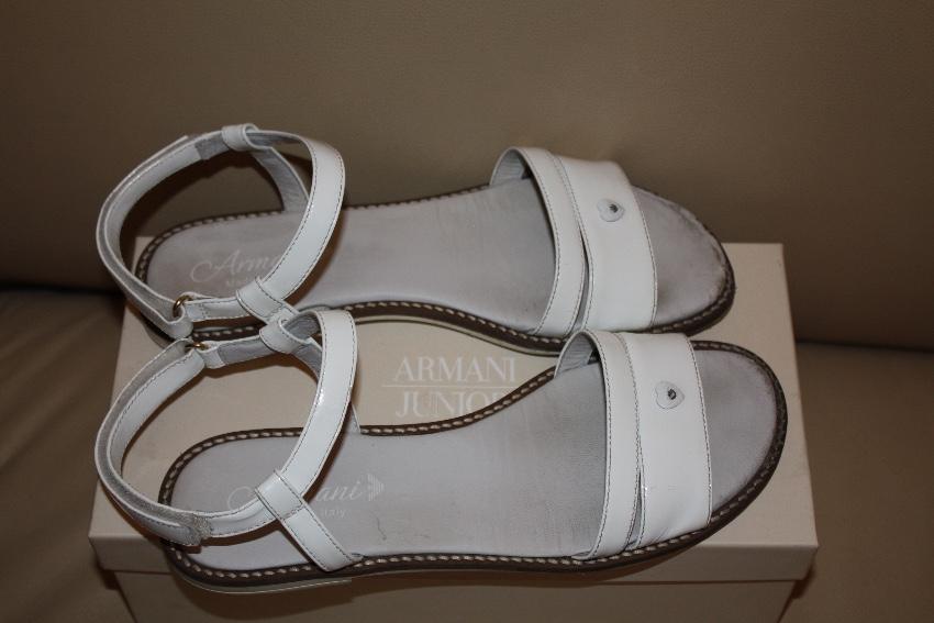 Armani Girl's 38 White Patent Leather Sandals