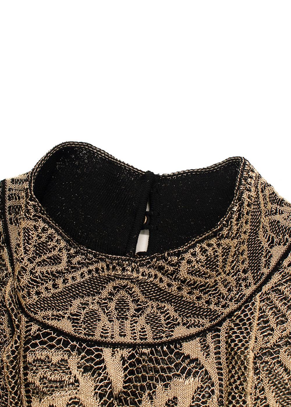 Roberto Cavalli Gold Brocade Pleated Mini Dress