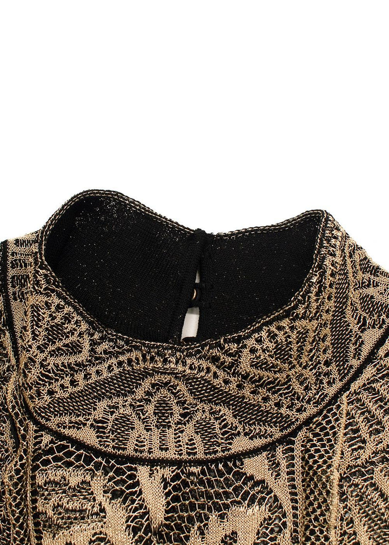 Roberto Cavalli Gold Brocade Pleated Mini Dress
