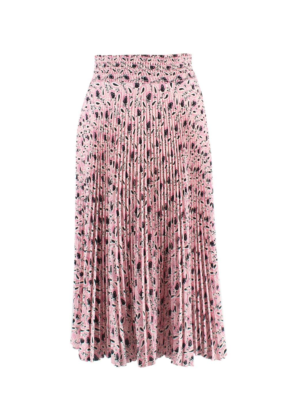 Prada Pink Floral Pleated Midi Skirt