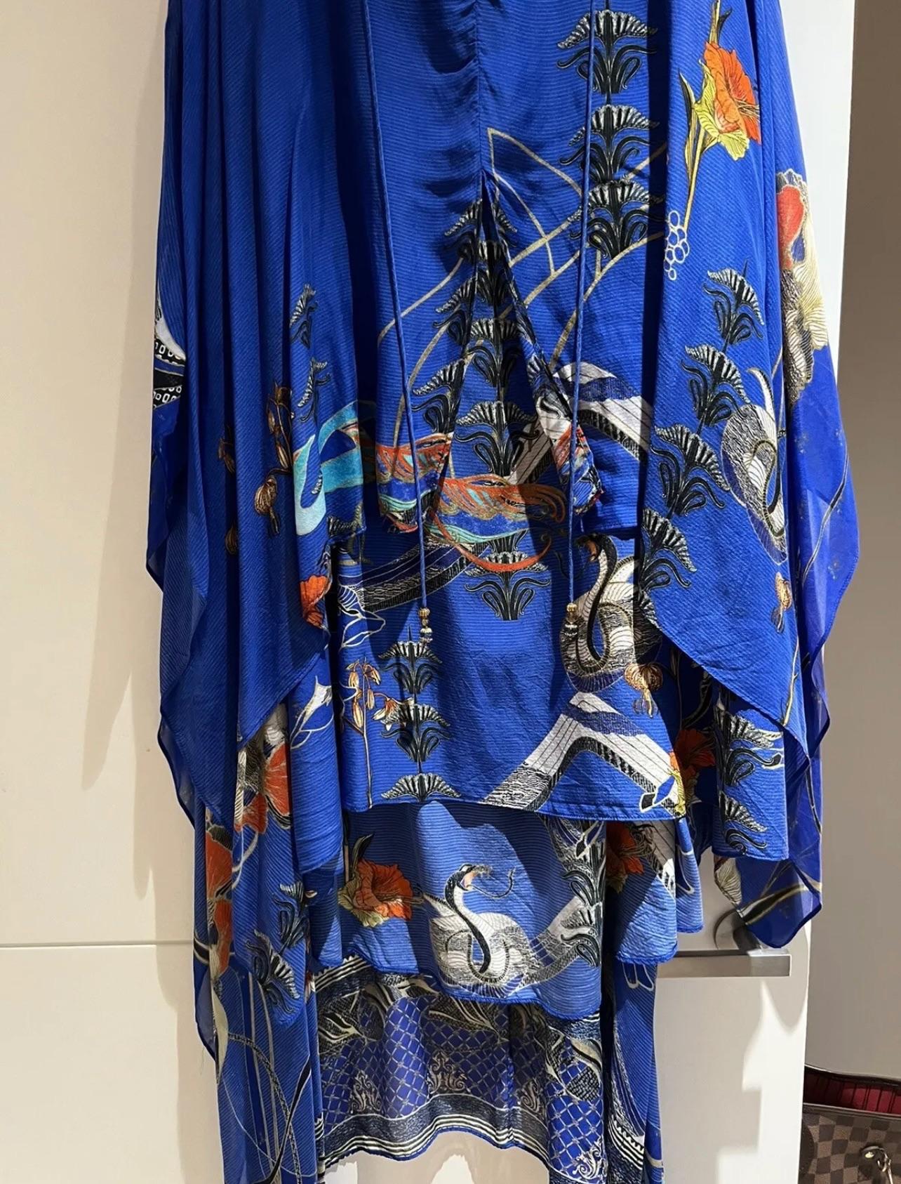 Blue Tiger Print Cape Dress