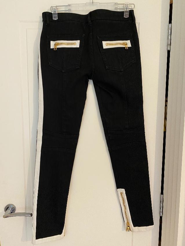 Balmain monochrome black denim biker jeans