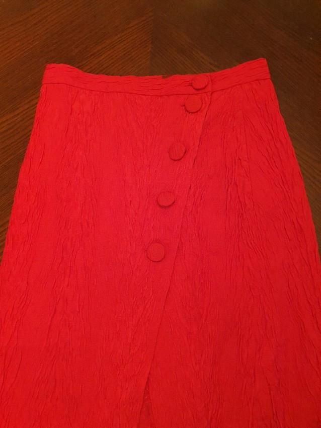 Alexa Chung Red Crepe Midi Skirt