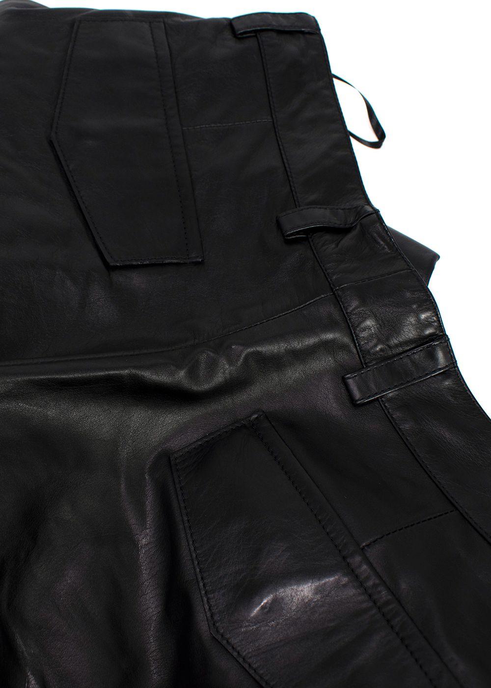 Dior Homme Black Leather Cargo Shorts